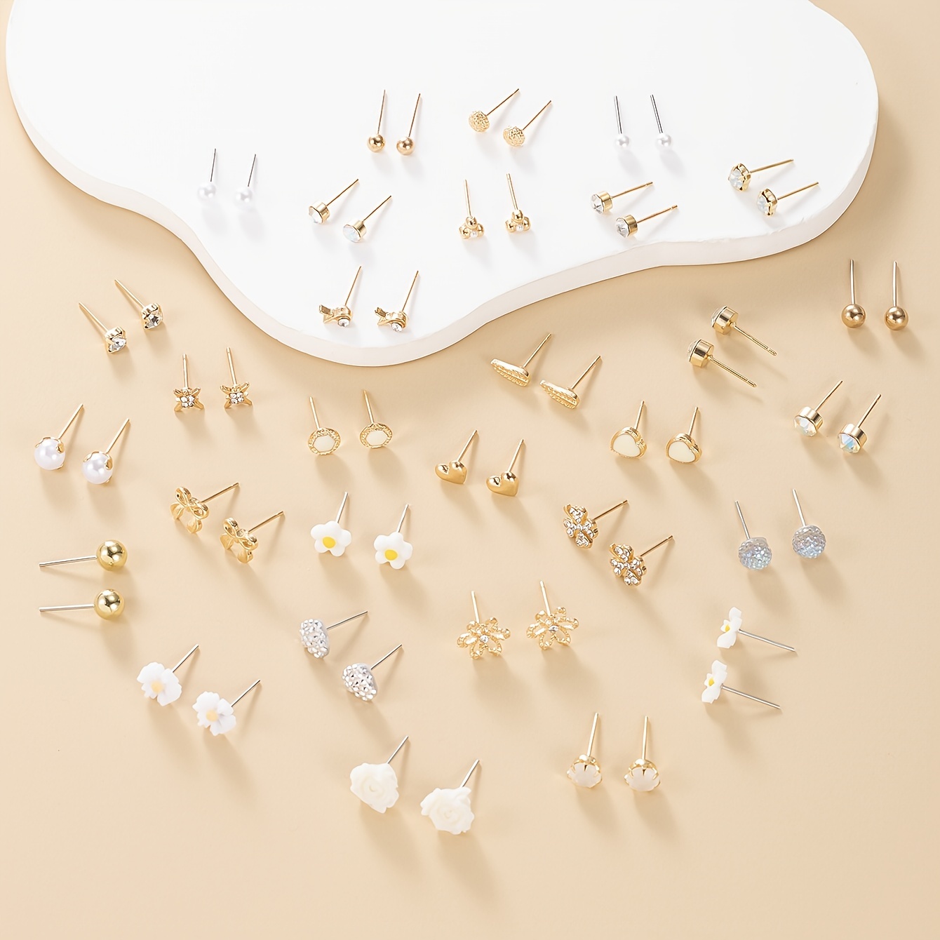 Vacation Themed Stud Earring Set Rhinestone Inlay